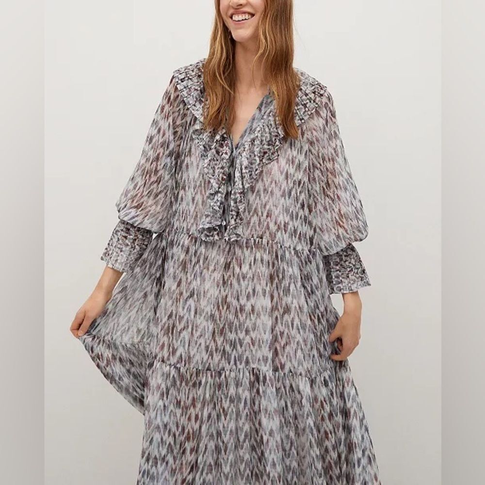 Mango Voluminous Ruffle Dress New - Picture 8 of 14